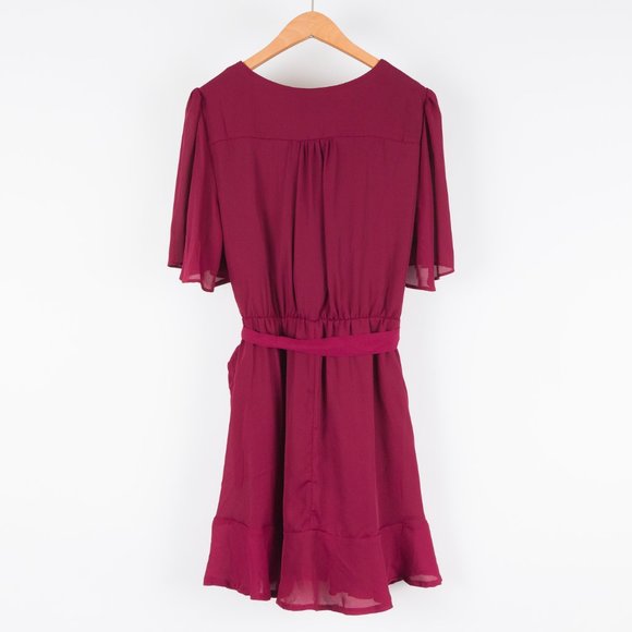 Lulu's Maroon Short Sleeve Sweetheart Dress M - Picture 6 of 6
